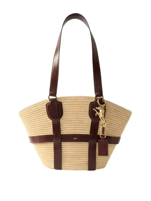 Kerala 25 Leather-trimmed Raffia-like Tote