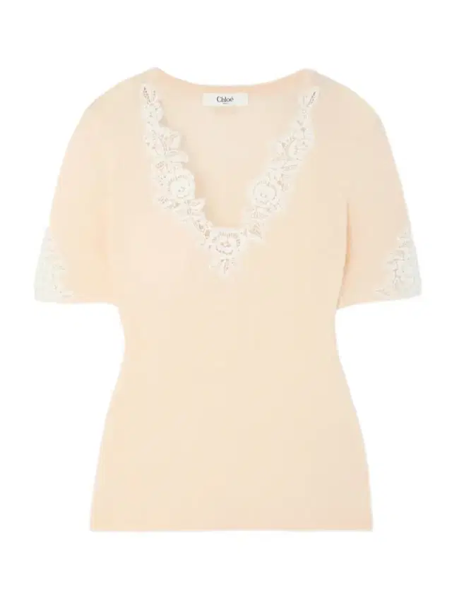 Lace-trimmed Ribbed Wool Top