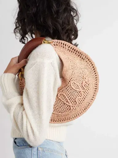Chloé Summer Banana Leather-trimmed Embroidered Raffia Tote | Thumbnail 2 Chloé Summer Banana Leather-trimmed Embroidered Raffia Tote | Thumbnail 2