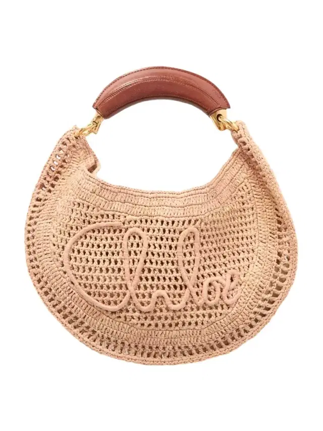 Summer Banana Leather-trimmed Embroidered Raffia Tote