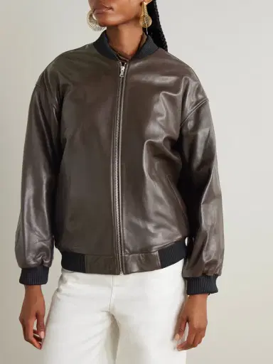 Nour Hammour Marly Leather Bomber Jacket | Thumbnail 3