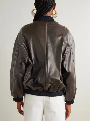 Nour Hammour Marly Leather Bomber Jacket | Thumbnail 4