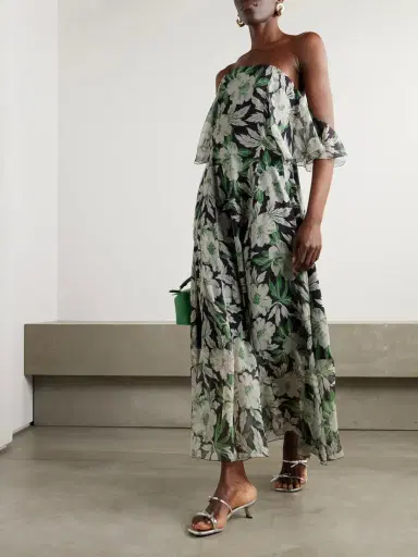 Loewe Off-the-shoulder Floral-print Silk-crepon Midi Dress | Thumbnail 2