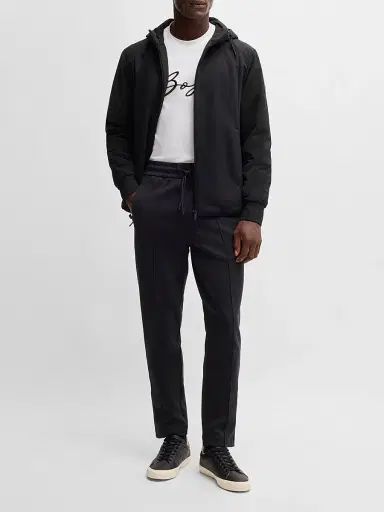 BOSS Men's Hooded Regular-Fit Jacket in Mixed Materials - Black | Thumbnail 6 BOSS Men's Hooded Regular-Fit Jacket in Mixed Materials - Black | Thumbnail 6