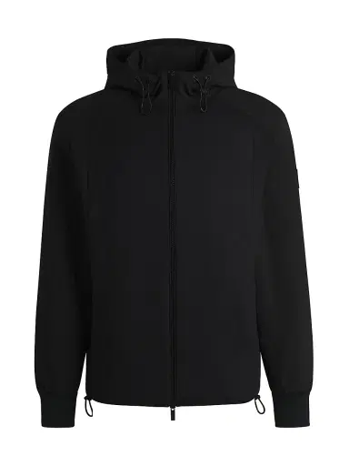BOSS Men's Hooded Regular-Fit Jacket in Mixed Materials - Black | Thumbnail 1 BOSS Men's Hooded Regular-Fit Jacket in Mixed Materials - Black | Thumbnail 1