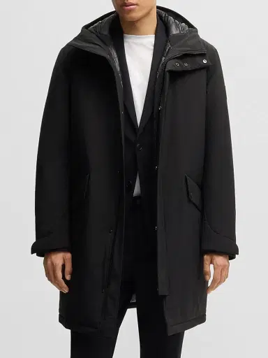 BOSS Men's Water-Repellent Jacket with Down Filling - Black | Thumbnail 2