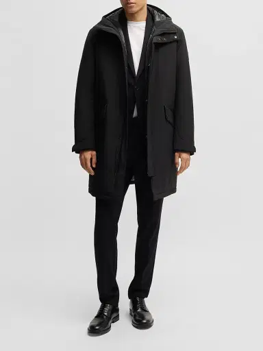 BOSS Men's Water-Repellent Jacket with Down Filling - Black | Thumbnail 6