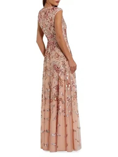 Mac Duggal Women's Evening Sequined Cap-Sleeve A-Line Gown - Coral - Size 16 | Thumbnail 2 Mac Duggal Women's Evening Sequined Cap-Sleeve A-Line Gown - Coral - Size 16 | Thumbnail 2