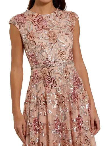 Mac Duggal Women's Evening Sequined Cap-Sleeve A-Line Gown - Coral - Size 16 | Thumbnail 3 Mac Duggal Women's Evening Sequined Cap-Sleeve A-Line Gown - Coral - Size 16 | Thumbnail 3