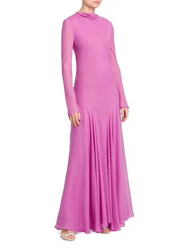 Philosophy di Lorenzo Serafini Women's Silk-Blend Georgette Gown - Fuschia | Thumbnail 4 Philosophy di Lorenzo Serafini Women's Silk-Blend Georgette Gown - Fuschia | Thumbnail 4