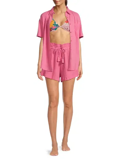 Change of Scenery Women's Vicki Cotton Shorts - Hibiscus | Thumbnail 2 Change of Scenery Women's Vicki Cotton Shorts - Hibiscus | Thumbnail 2