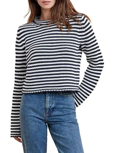 La Ligne Women's Fine Stripe Mini Marina Sweater - Navy Cream - Size XL | Thumbnail 1