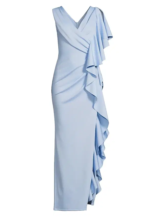 Black Halo Women's Eve Morwen Ruffled Sleeveless Gown - Maliblue