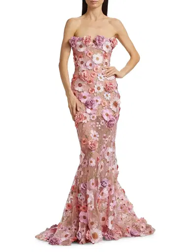 Bronx and Banco Women's Jasmine Floral Gown - Pastel Pink Multi | Thumbnail 3