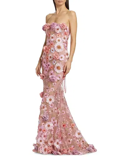 Bronx and Banco Women's Jasmine Floral Gown - Pastel Pink Multi | Thumbnail 4