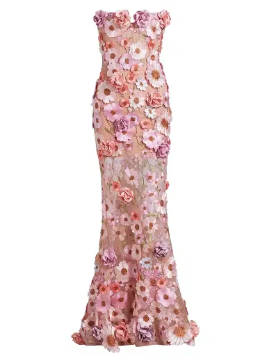 Bronx and Banco Women's Jasmine Floral Gown - Pastel Pink Multi | Thumbnail 1