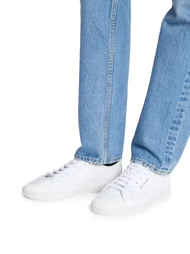 Saint Laurent Men's Gym Sneakers in Smooth Leather - Blanc Optique - Size 12.5 | Thumbnail 4