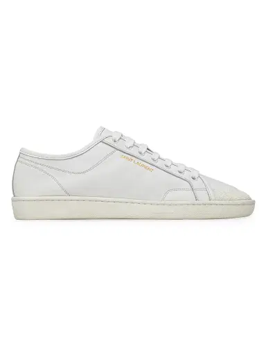 Saint Laurent Men's Gym Sneakers in Smooth Leather - Blanc Optique - Size 12.5 | Thumbnail 1