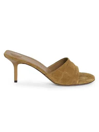 Jacquemus Women's Cubisto 70MM Embossed Suede Mules - Camel | Thumbnail 1 Jacquemus Women's Cubisto 70MM Embossed Suede Mules - Camel | Thumbnail 1