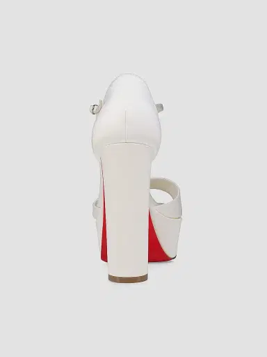 Christian Louboutin Women's Sandaloo 130MM Satin Sandals - Ivory - Size 12 | Thumbnail 3