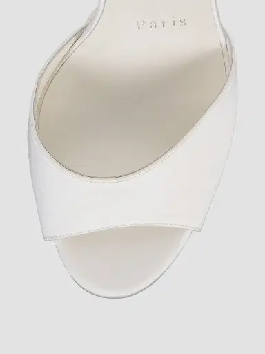 Christian Louboutin Women's Sandaloo 130MM Satin Sandals - Ivory - Size 12 | Thumbnail 4