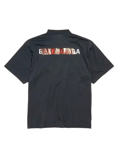 Balenciaga Men's Taped Logo Back T-Shirt Medium Fit - Faded Black - Size XL | Thumbnail 2