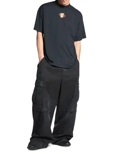 Balenciaga Men's Taped Logo Back T-Shirt Medium Fit - Faded Black - Size XL | Thumbnail 3
