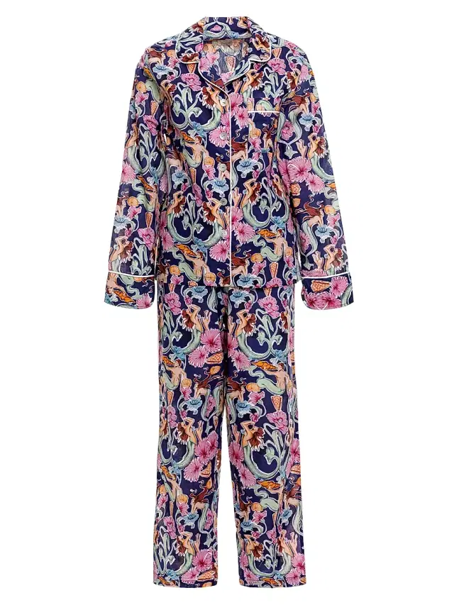 The Lazy Poet Women's Sun-Kissed Escapes Mixed-Print Pajamas - Blue