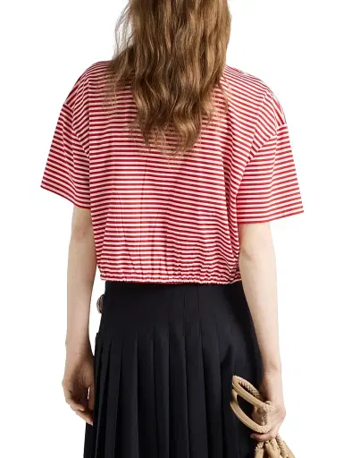 Prada Women's Striped Jersey Polo Shirt - Red | Thumbnail 3