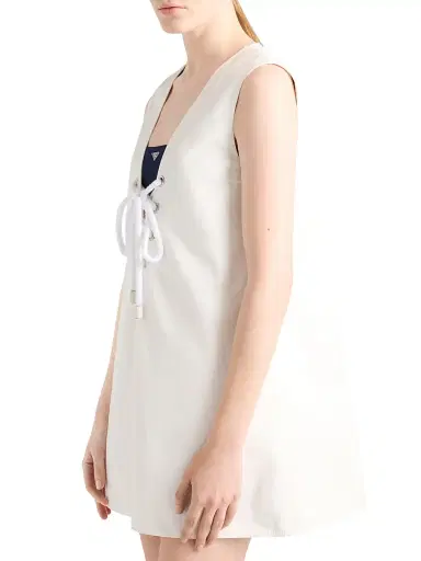 Prada Women's Old Satin Mini-Dress - White | Thumbnail 3