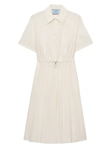 Prada Women's Short-sleeved Technical Pongé Dress - Beige Khaki - Size 8 | Thumbnail 1