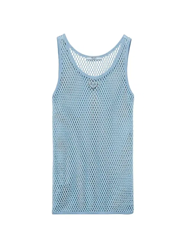 Women's Sleeveless Cotton Mesh Top - Blue