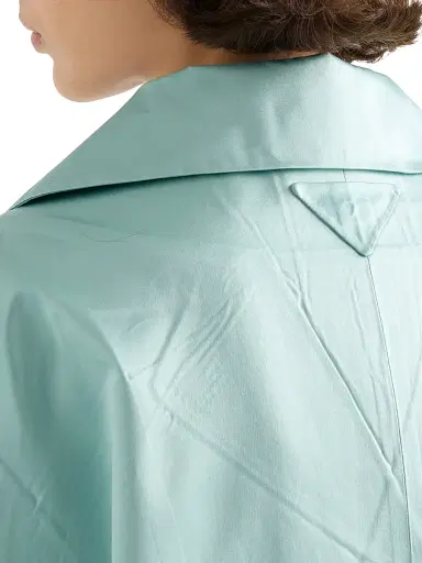 Prada Women's Single-Breasted Duchesse Coat - Green | Thumbnail 4 Prada Women's Single-Breasted Duchesse Coat - Green | Thumbnail 4