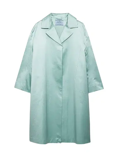 Prada Women's Single-Breasted Duchesse Coat - Green | Thumbnail 1 Prada Women's Single-Breasted Duchesse Coat - Green | Thumbnail 1