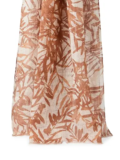 Brunello Cucinelli Women's Sparkling Herbarium Print Linen Scarf - Red | Thumbnail 2 Brunello Cucinelli Women's Sparkling Herbarium Print Linen Scarf - Red | Thumbnail 2