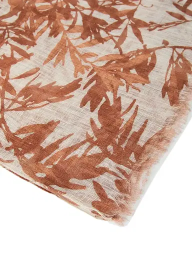 Brunello Cucinelli Women's Sparkling Herbarium Print Linen Scarf - Red | Thumbnail 3 Brunello Cucinelli Women's Sparkling Herbarium Print Linen Scarf - Red | Thumbnail 3