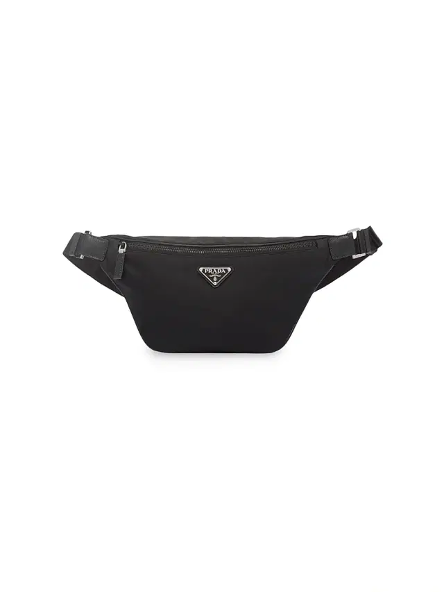 Men's Re-Nylon And Saffiano Leather Belt Bag - Black