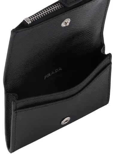 Prada Women's Saffiano Leather Card Holder - Black | Thumbnail 4 Prada Women's Saffiano Leather Card Holder - Black | Thumbnail 4