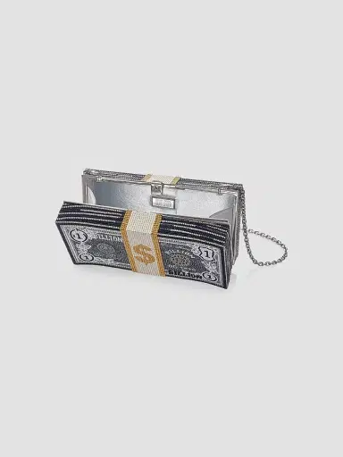 Judith Leiber Couture Women's Game Day Stack of Cash Billions Crystal Clutch - Silver Black | Thumbnail 2 Judith Leiber Couture Women's Game Day Stack of Cash Billions Crystal Clutch - Silver Black | Thumbnail 2