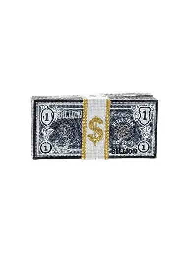Judith Leiber Couture Women's Game Day Stack of Cash Billions Crystal Clutch - Silver Black | Thumbnail 1 Judith Leiber Couture Women's Game Day Stack of Cash Billions Crystal Clutch - Silver Black | Thumbnail 1