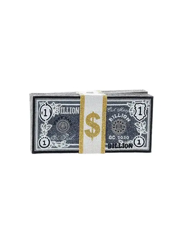 Judith Leiber Couture Women's Game Day Stack of Cash Billions Crystal Clutch - Silver Black