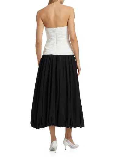 NICHOLAS Women's Despina Ruched Colorblocked Strapless Midi-Dress - Black | Thumbnail 5