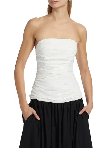 NICHOLAS Women's Despina Ruched Colorblocked Strapless Midi-Dress - Black | Thumbnail 6