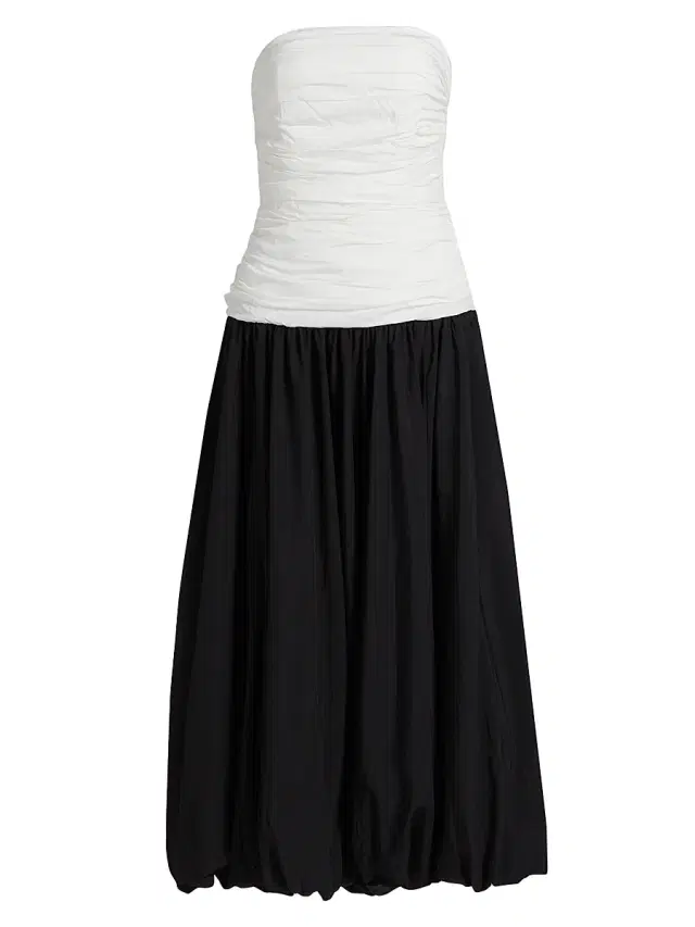 NICHOLAS Women's Despina Ruched Colorblocked Strapless Midi-Dress - Black