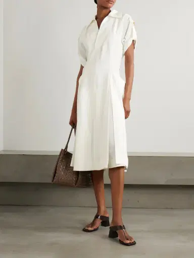 Bottega Veneta Embellished Pleated Woven Midi Dress | Thumbnail 2 Bottega Veneta Embellished Pleated Woven Midi Dress | Thumbnail 2