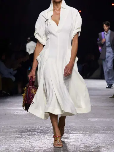 Bottega Veneta Embellished Pleated Woven Midi Dress | Thumbnail 4 Bottega Veneta Embellished Pleated Woven Midi Dress | Thumbnail 4