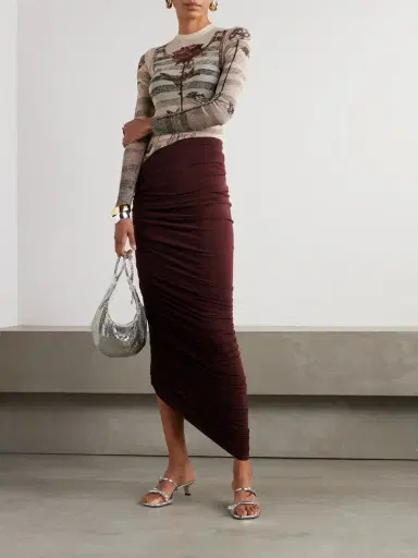 Magda Butrym Asymmetric Ruched Jersey Midi Skirt | Thumbnail 2 Magda Butrym Asymmetric Ruched Jersey Midi Skirt | Thumbnail 2