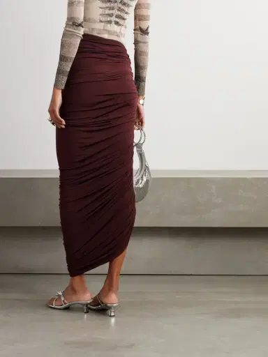 Magda Butrym Asymmetric Ruched Jersey Midi Skirt | Thumbnail 3 Magda Butrym Asymmetric Ruched Jersey Midi Skirt | Thumbnail 3