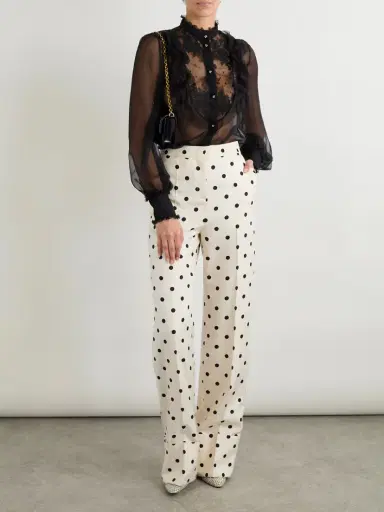 Valentino Garavani Ruffled Lace-trimmed Silk-chiffon Blouse | Thumbnail 2 Valentino Garavani Ruffled Lace-trimmed Silk-chiffon Blouse | Thumbnail 2