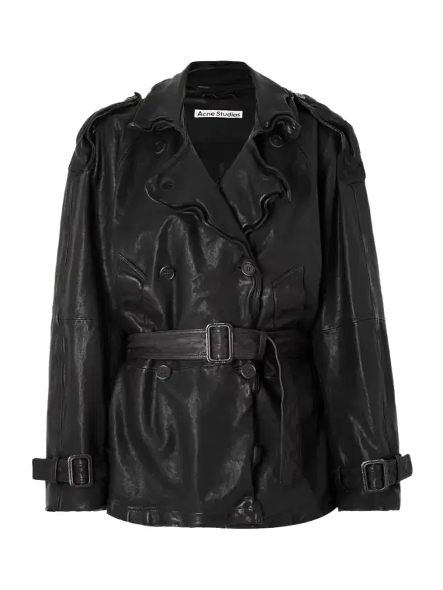 Double-breasted Belted Leather Jacket